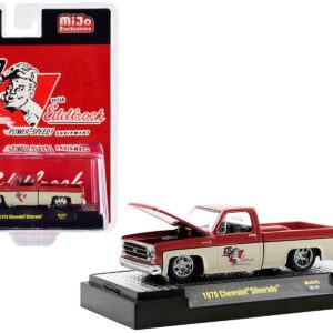 1979 Chevrolet Silverado Pickup Truck Red and Tan “Go with Edelbrock” Limited Edition to 6600 pieces Worldwide 1/64 Diecast Model Car by M2 Machines