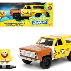 1980 Chevrolet K5 Blazer with SpongeBob SquarePants Diecast Figurine “Hollywood Rides” Series 1/32 Diecast Model Car by Jada