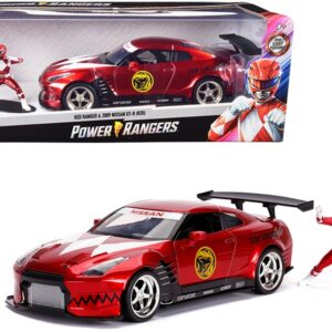 2009 Nissan GT-R (R35) Candy Red and Red Ranger Diecast Figurine “Power Rangers” 1/24 Diecast Model Car by Jada