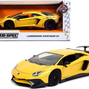 Lamborghini Aventador SV Yellow “Hyper-Spec” 1/24 Diecast Model Car by Jada