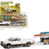 2022 Ram 2500 Limited Longhorn Pickup Truck Bright White and Walnut Brown and Canoe Trailer with Canoe Rack Canoe and Kayak “Hitch & Tow” Series 26 1/64 Diecast Model Car by Greenlight