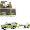 1970 Harvester Scout Lime Green Metallic with Alpine White Top and Utility Trailer “Hitch & Tow” Series 30 1/64 Diecast Model Car by Greenlight