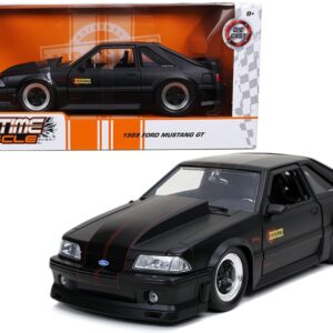 1989 Ford Mustang GT “Hooker” Matt Black with Red Stripes “Bigtime Muscle” 1/24 Diecast Model Car by Jada