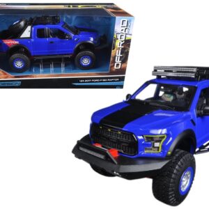 2017 Ford F-150 Raptor Pickup Truck Blue Off Road Kings 1/24 Diecast Model Car by Maisto