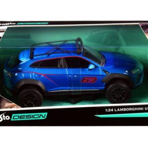 Lamborghini Urus #63 with Roof Rack Blue Metallic “Off-Road” Series 1/24 Diecast Model Car...