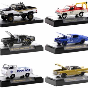 “Auto Meets” Set of 6 Cars IN DISPLAY CASES Release 64 Limited Edition to 9600 pieces Worldwide 1/64 Diecast Model Cars by M2 Machines