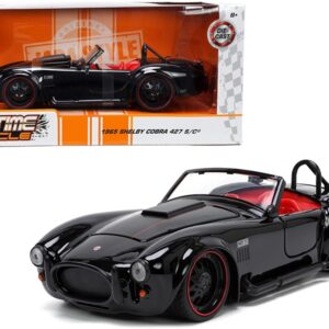 1965 Shelby Cobra 427 S/C Black with Matt Black and Red Stripes and Red Interior “Bigtime Muscle” Series 1/24 Diecast Model Car by Jada