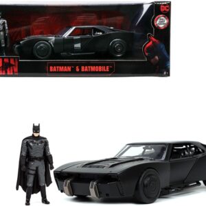 Batmobile Matt Black with Batman Diecast Figure “The Batman” (2022) Movie “DC Comics” 1/24 Diecast Model Car by Jada