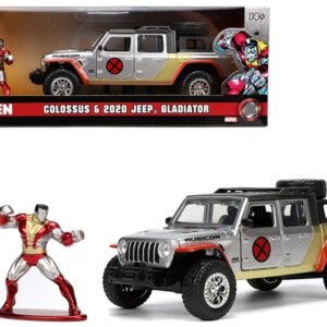 2020 Jeep Gladiator Pickup Truck Silver and Colossus Diecast Figurine “X-Men” Marvel “Hollywood Rides” Series 1/32 Diecast Model Car by Jada