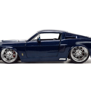 1967 Ford Mustang Shelby GT500 Dark Blue Metallic with White Stripes “Bigtime Muscle” Series 1/24 Diecast Model Car by Jada