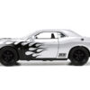 2015 Dodge Challenger SRT Hellcat Silver Metallic with Flames “Nitrous Express” “Bigtime Muscle” Series 1/24 Diecast Model Car by Jada