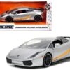 Lamborghini Gallardo Superleggera Silver Metallic with Yellow Stripes “Hyper-Spec” Series 1/24 Diecast Model Car by Jada