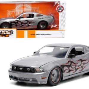 2010 Ford Mustang GT Gray Metallic with Flames “Ford Motor Company” “Bigtime Muscle” Series 1/24 Diecast Model Car by Jada