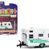 1965 Winnebago Travel Trailer 216 White with Green Stripes “Hitched Homes” Series 14 1/64 Diecast Model by Greenlight