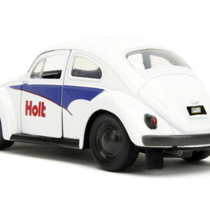 1959 Volkswagen Beetle “Holt” White with Blue Graphics and Boxing Gloves Accessory “Punch Buggy” Series 1/32 Diecast Model Car by Jada