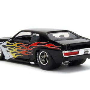 1971 Pontiac GTO Black with Flame Graphics “Bigtime Muscle” Series 1/24 Diecast Model Car by Jada