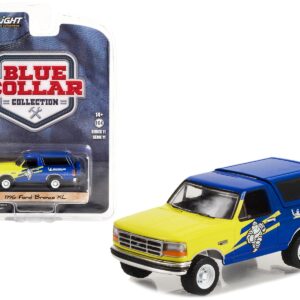 1996 Ford Bronco XL Blue and Yellow “Michelin Tires” “Blue Collar Collection” Series 11 1/64 Diecast Model Car by Greenlight