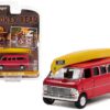 1969 Ford Club Wagon Van Red with Canoe on Roof “Care Will Prevent 9 Out Of 10 Forest Fires!” “Smokey Bear” Series 1 1/64 Diecast Model Car by Greenlight