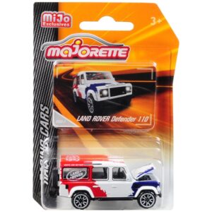 Land Rover Defender 110 White/Red/Blue “Above and Beyond” “Racing Cars” 1/60 Diecast Model Car by Majorette