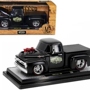 1956 Ford F-100 Pickup Truck Matt Black “Lunati Bootlegger” Limited Edition to 6550 pieces Worldwide 1/24 Diecast Model Car by M2 Machines