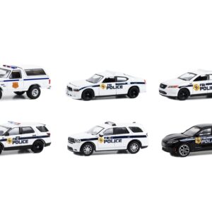 “Hot Pursuit” Special Edition “FBI Police (Federal Bureau of Investigation Police)” Set of 6 Police Cars 1/64 Diecast Model Cars by Greenlight