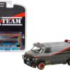 1983 GMC Vandura Van (B.A.’s) Black and Silver with Red Stripe (Dirty Version) “The A-Team” (1983-1987) TV Series “Hollywood Special Edition” 1/64 Diecast Model Car by Greenlight