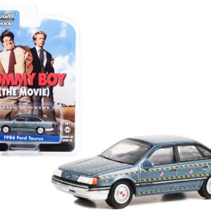 1986 Ford Taurus Blue Metallic “Zalinsky Auto Parts” Crash Test Vehicle “Tommy Boy” (1995) Movie “Hollywood Series” Release 38 1/64 Diecast Model Car by Greenlight