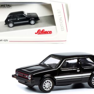 Volkswagen Golf I GTI Black with Silver Stripes 1/87 (HO) Diecast Model Car by Schuco