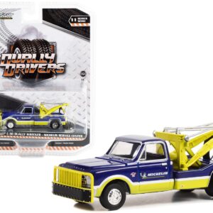 1967 Chevrolet C-30 Dually Wrecker Tow Truck “Michelin Service Center” Blue and Yellow “Dually Drivers” Series 11 1/64 Diecast Model Car by Greenlight