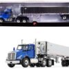 Kenworth T880 Day Cab with East Genesis End Dump Trailer Surf Blue Metallic and Chrome 1/50 Diecast Model by First Gear