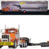 Peterbilt 367 Day Cab Bright Orange and Talbert 55SA Tri-Axle Lowboy Trailer Black 1/50 Diecast Model by First Gear