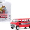 1968 Ford Club Wagon Bus “Airport Express Shuttle” Red with White Stripe “Norman Rockwell” Series 3 1/64 Diecast Model Car by Greenlight