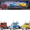 Mack R Sleeper Trio Set of 3 Truck Tractors in Red Blue and Yellow 1/64 Diecast Models by DCP/First Gear