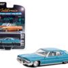 1972 Cadillac Coupe DeVille Custom Light Blue Metallic with White Interior and Graphics “California Lowriders” Series 2 1/64 Diecast Model Car by Greenlight