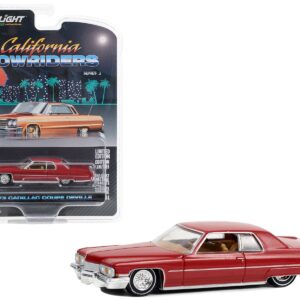 1973 Cadillac Coupe deVille Lowrider Custom Maroon “California Lowriders” Series 3 1/64 Diecast Model Car by Greenlight