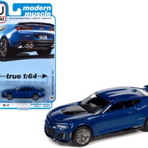 2018 Chevrolet Camaro ZL1 Hyper Blue Metallic “Modern Muscle” Limited Edition to 13000 pieces Worldwide 1/64 Diecast Model Car by Auto World