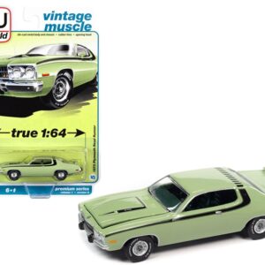 1973 Plymouth Road Runner 440 Mist Green with Black Stripes and Green Interior “Vintage Muscle” Limited Edition to 14910 pieces Worldwide 1/64 Diecast Model Car by Auto World