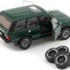 Land Rover Range Rover Classic LSE RHD (Right Hand Drive) Green with Sunroof with Extra Wheels 1/64 Diecast Model Car by BM Creations