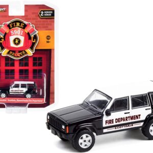 2000 Jeep Cherokee Black and White “Scottdale Fire Department” (Pennsylvania) “Fire & Rescue” Series 2 1/64 Diecast Model Car by Greenlight