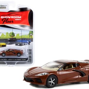 2022 Chevrolet Corvette C8 Stingray Coupe Caffeine Brown Metallic “Showroom Floor” Series 2 1/64 Diecast Model Car by Greenlight