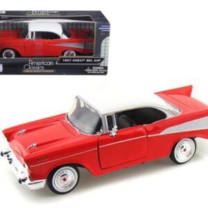 1957 Chevrolet Bel Air Red with White Top 1/24 Diecast Model Car by Motormax