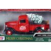 1937 Ford Pickup Truck Red and Black “Merry Christmas” with Tree Accessory 1/24 Diecast Model Car by Motormax