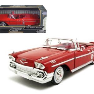 1958 Chevrolet Impala Convertible Red 1/24 Diecast Model Car by Motormax