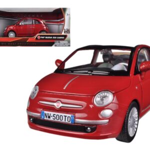 Fiat 500 Nuova Cabrio Red 1/24 Diecast Model Car by Motormax