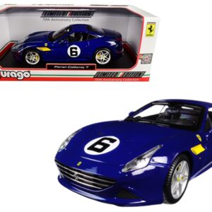 Ferrari California T Blue “Sunoco” #6 70th Anniversary 1/18 Diecast Model Car by Bburago