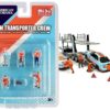 “Team Transporter Crew” Diecast Set of 6 pieces (5 Figurines and 2 Warning Triangles) for 1/64 Scale Models by American Diorama