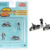 “Motomania 2” 4 piece Diecast Set (2 Figurines and 2 Motorcycles) for 1/64 Scale Models by American Diorama