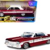 1964 Chevrolet Impala Lowrider Hard Top Candy Red Metallic with White Top “Get Low” Series 1/24 Diecast Model Car by Motormax