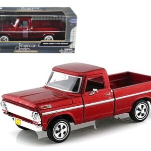 1969 Ford F-100 Pickup Truck Burgundy 1/24 Diecast Model Car by Motormax