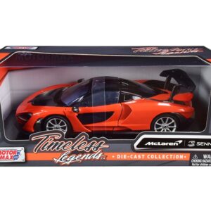 McLaren Senna Orange Metallic and Black “Timeless Legends” 1/24 Diecast Model Car by Motormax